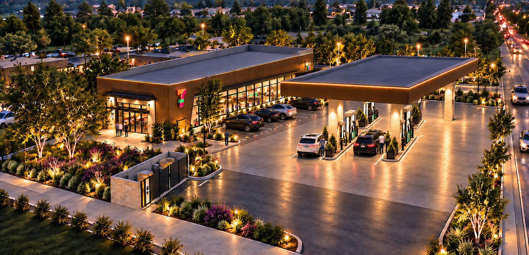 Campus Oaks: canopy perspective, enhanced architectural rendering