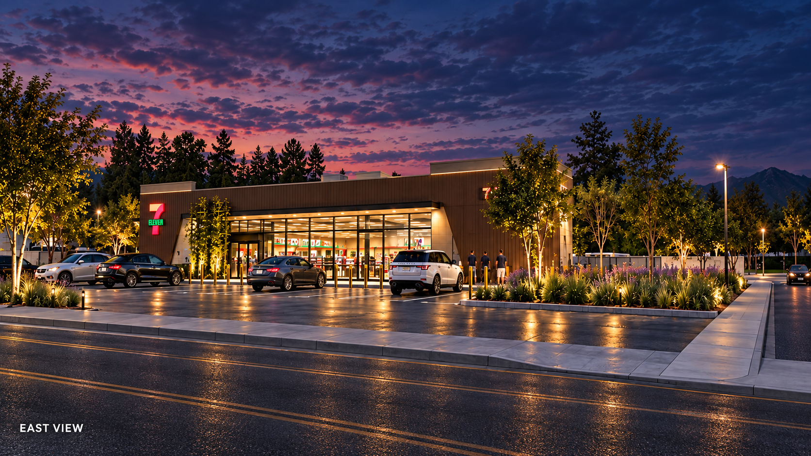 Campus Oaks: east view, enhanced architectural rendering