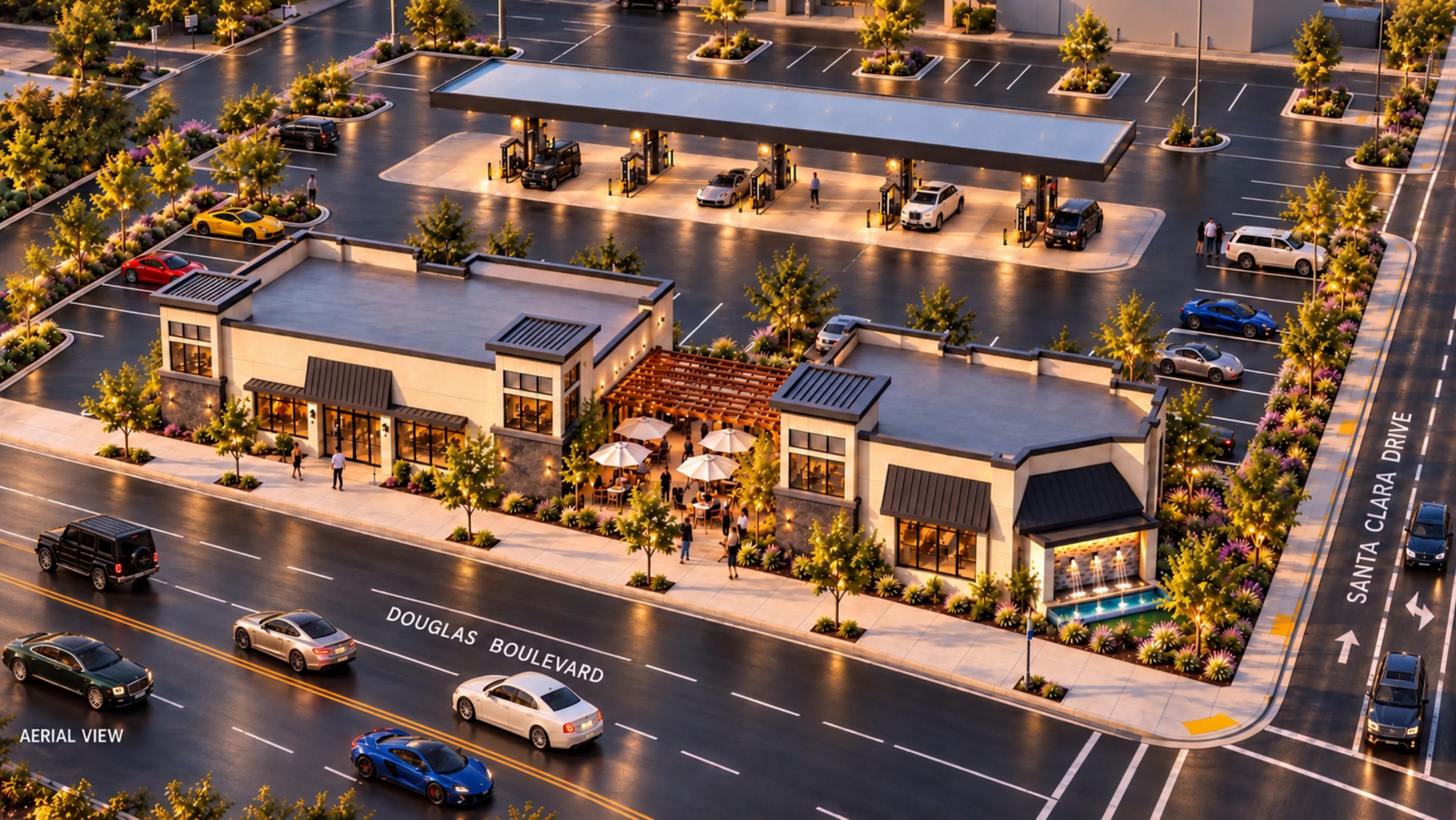 Douglas: aerial view, architectural rendering