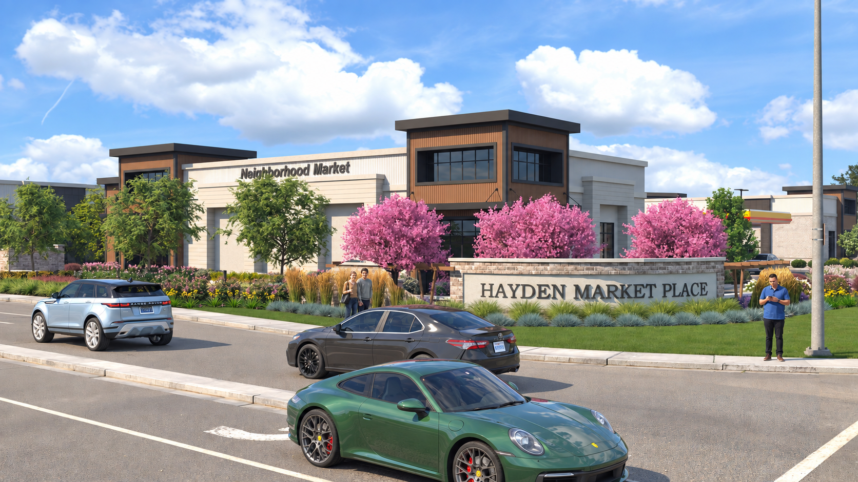 Hayden Marketplace: Neighborhood Market arrival rendering