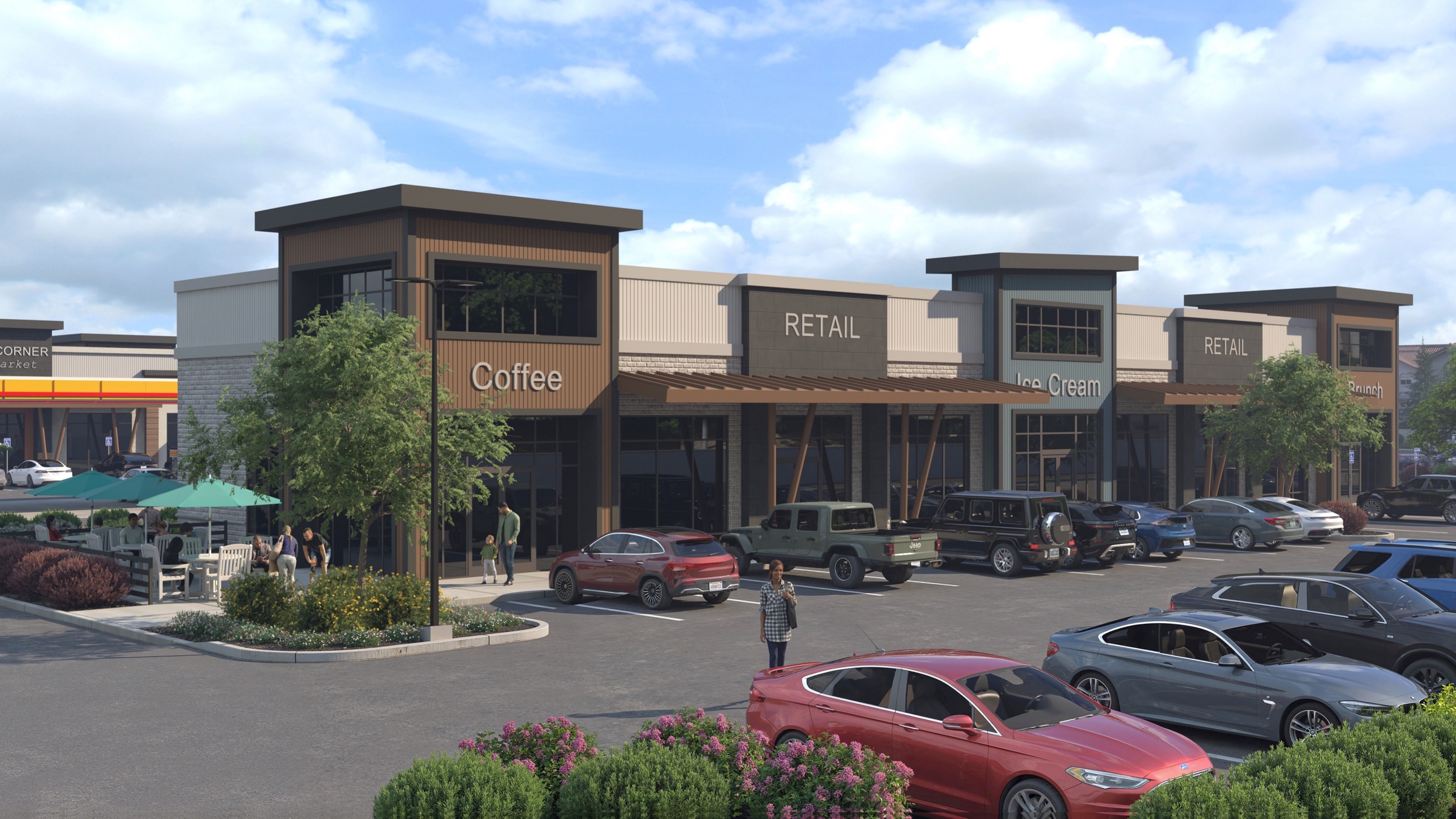 Hayden Marketplace: retail and gathering spaces rendering