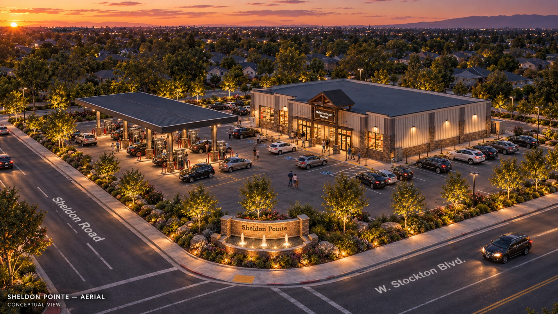 Sheldon Pointe: aerial view, conceptual rendering
