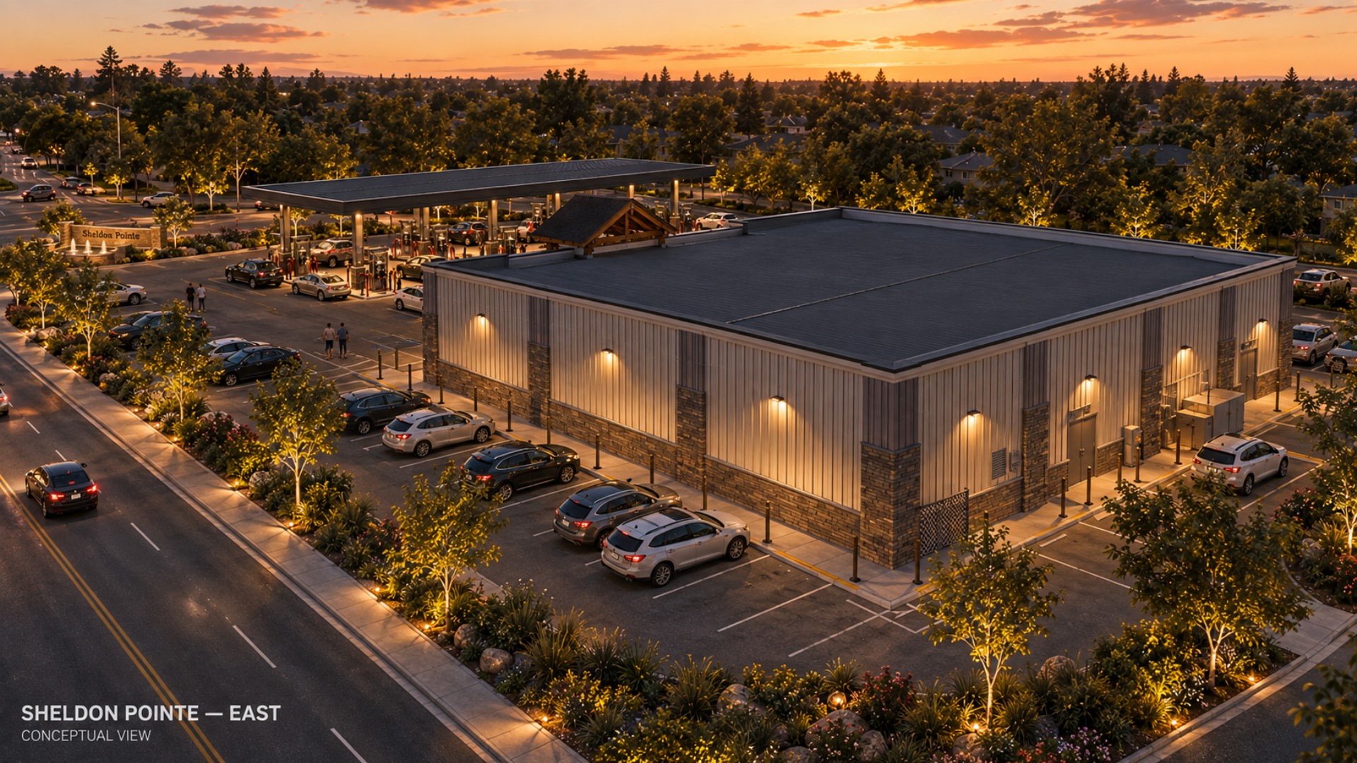 Sheldon Pointe: east view, conceptual rendering