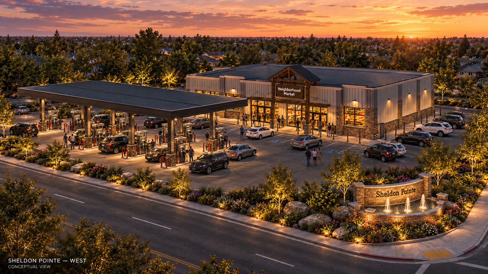 Sheldon Pointe: west view, conceptual rendering