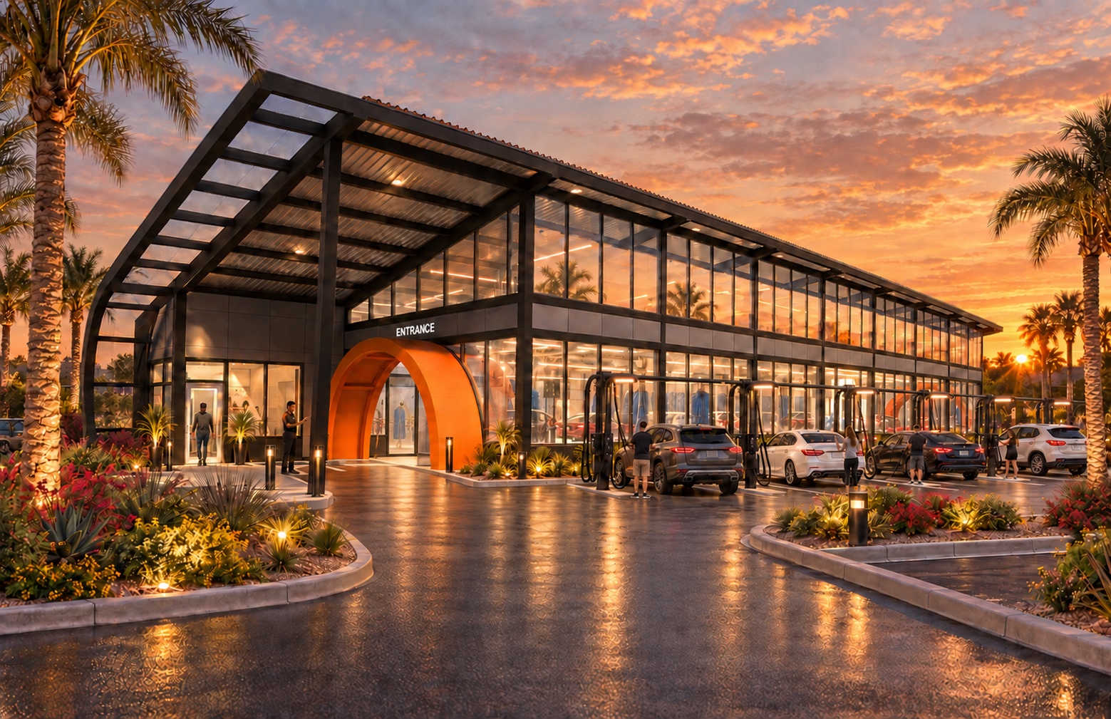 Yuba City car wash: entrance perspective, approved architectural rendering